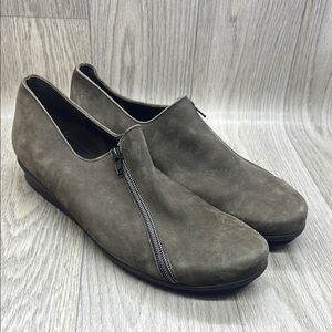 Arche Brown Suede Loafers with Side Zipper